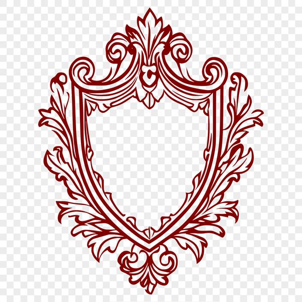 A decorative shield with intricate designs, suitable as a vector art template for various cutting machines.