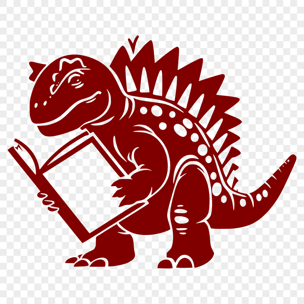 Artistic Dinosaur Reading A Book PNG