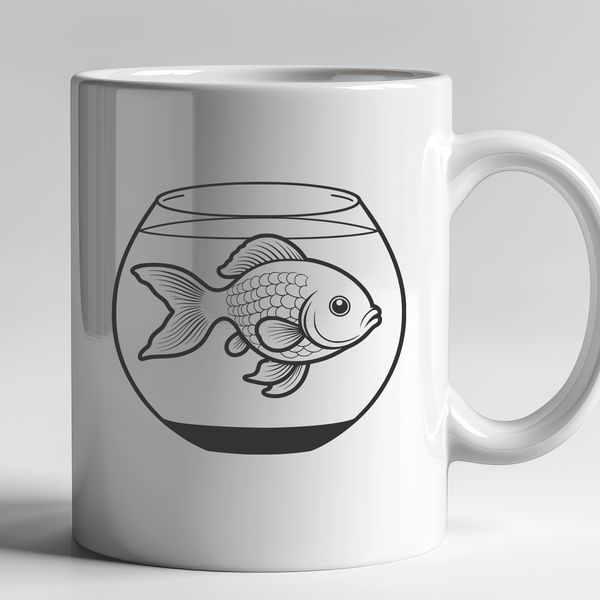 Swimming Goldfish Illustration A goldfish swimming in a small aquatic environment, suitable for illustration or design.