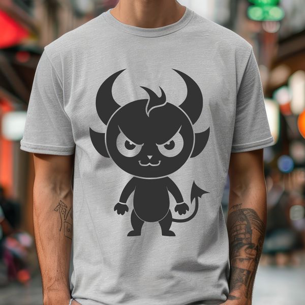 Stylish Devil Graphic A stylized illustration of the devil in a dark background, suitable for Halloween decorations or designs.