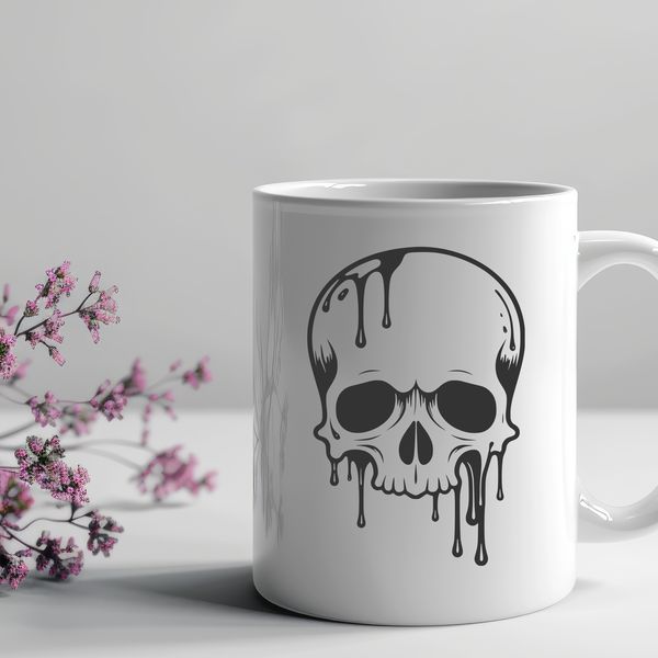Free Halloween Vector Design A gothic-inspired vector design featuring a dripping skull symbol, ideal for Halloween decorations and designs.