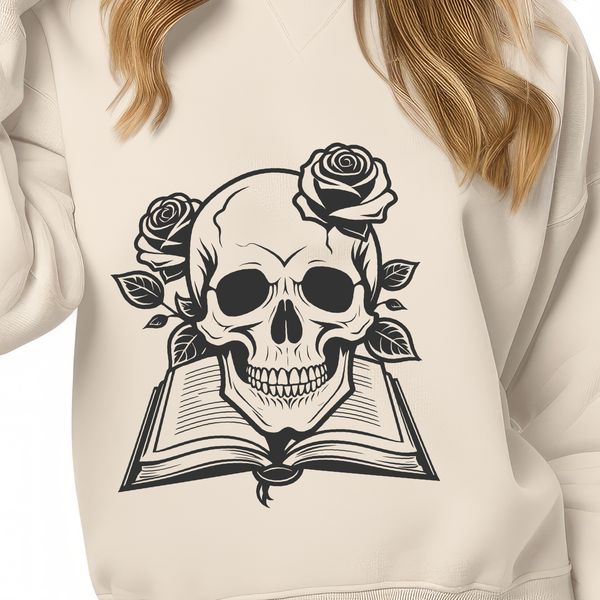 Hand-Drawn Gothic Artwork A detailed, hand-drawn illustration of a Gothic-style skull with intricate designs.