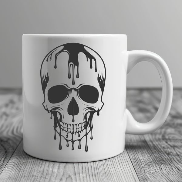 Dripping Water Skull Design A stylized, gothic-inspired illustration of a skull with dripping water effects.