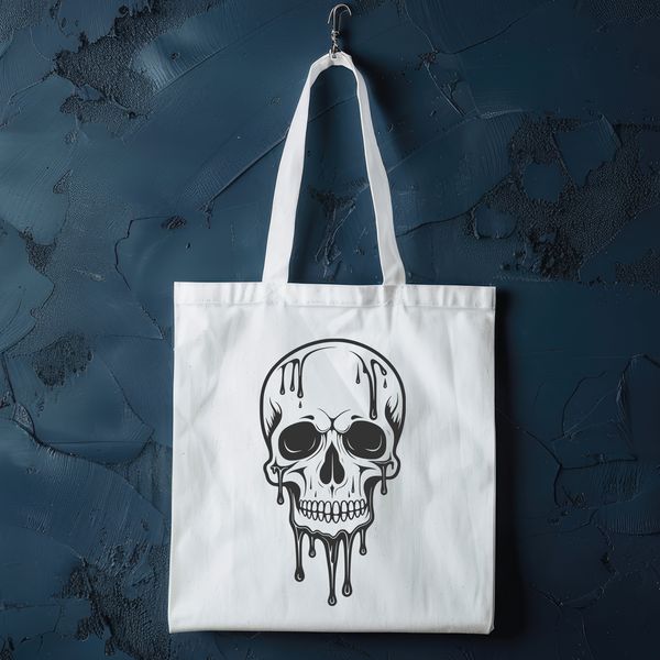 Spooky Gothic Dripping Skull Illustration A detailed vector illustration of a dripping skull, suitable for Halloween decorations and designs.