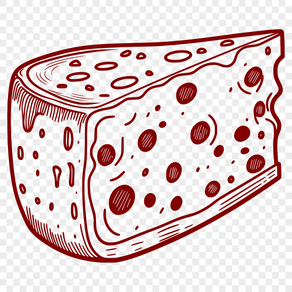Simple Cheese Outline Vector A simple outline illustration of a wheel of cheese in black and white vector format.