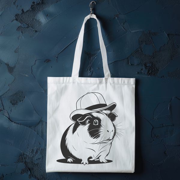 Funny Guinea Pig Wearing a Chapeau A vector illustration of a guinea pig wearing a hat, suitable for digital designs and crafts.
