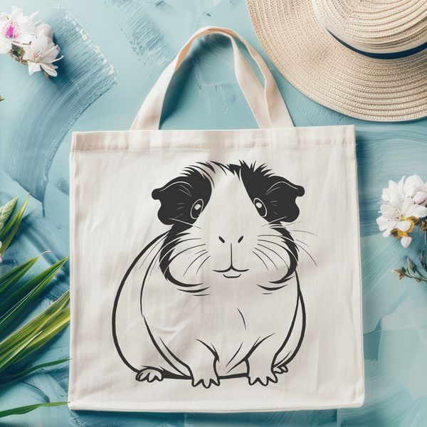 Guinea Pig Portrait A close-up illustration of a guinea pig's face, ideal for digital design and cutting projects with a vector art style.