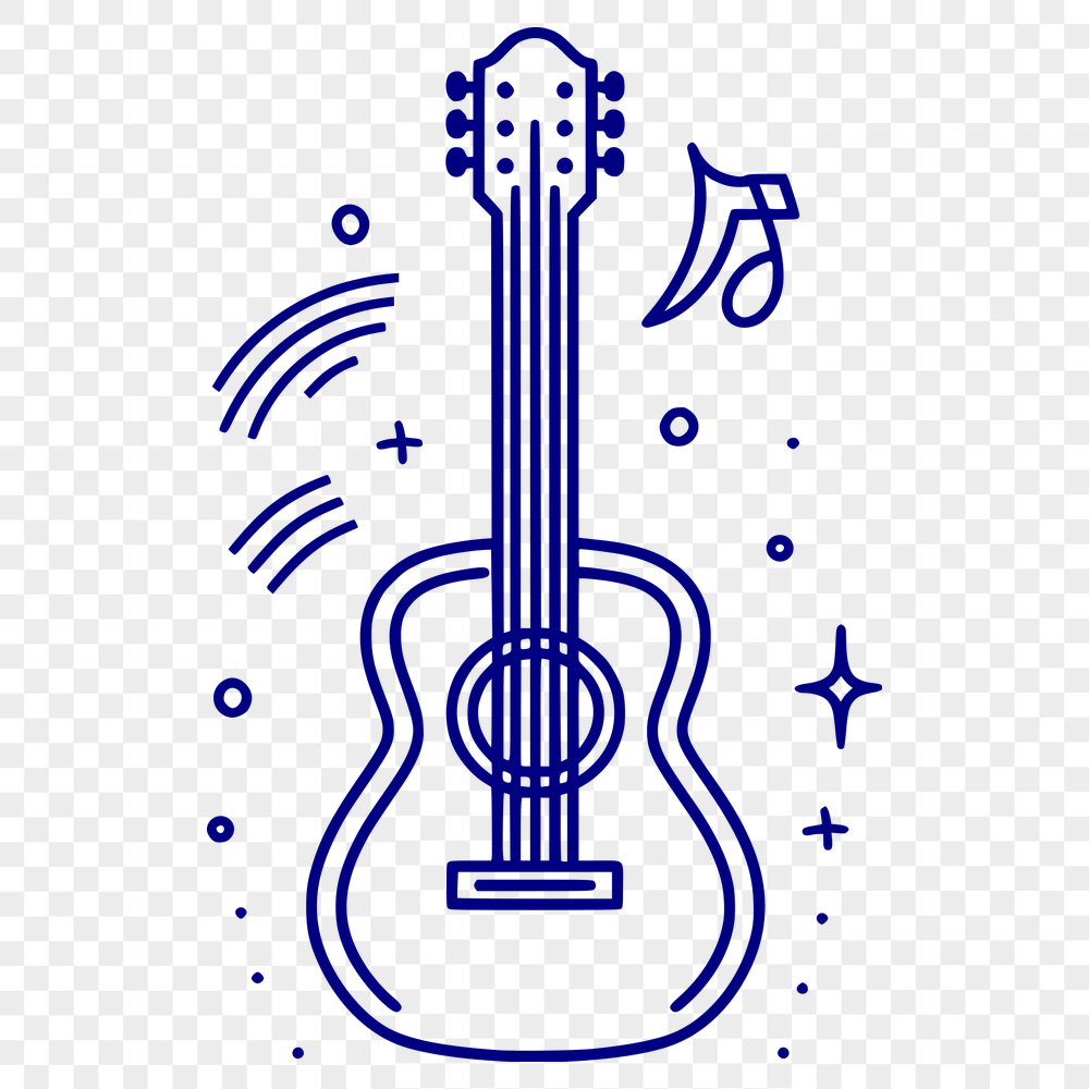 Unique Guitar Simple Line Drawing