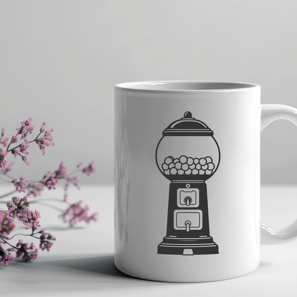 Classic Gumball Dispenser SVG Design A colorful illustration of a classic gumball machine, perfect for digital designs and crafts.