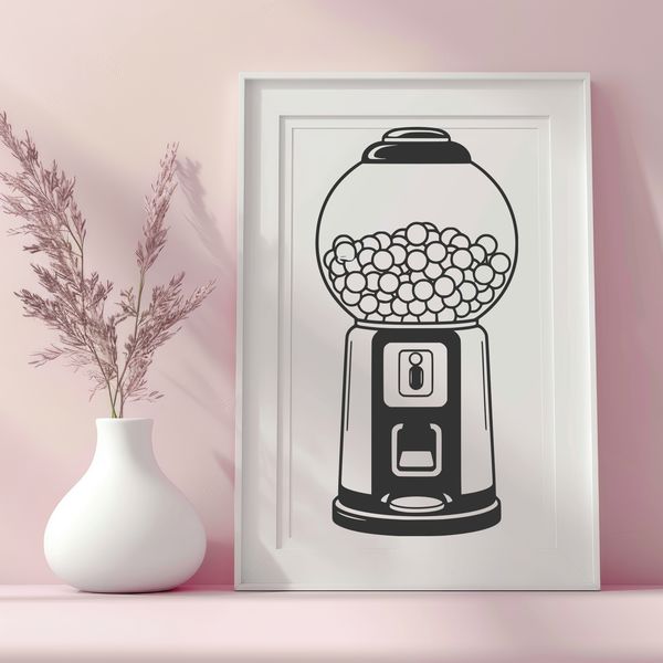 Colorful Retro Gumball Machine SVG A digital illustration of a colorful gumball machine with a transparent background.