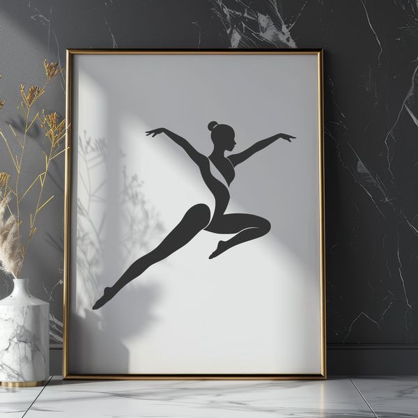 Young Gymnast in Motion on Balance Beam A young female gymnast in motion, performing a series of acrobatic moves on a balance beam.