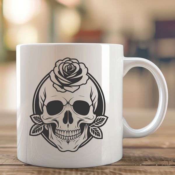 Gothic Skull Design Vector Graphics A stylized Gothic-style skull design with intricate details, suitable for vector graphics.