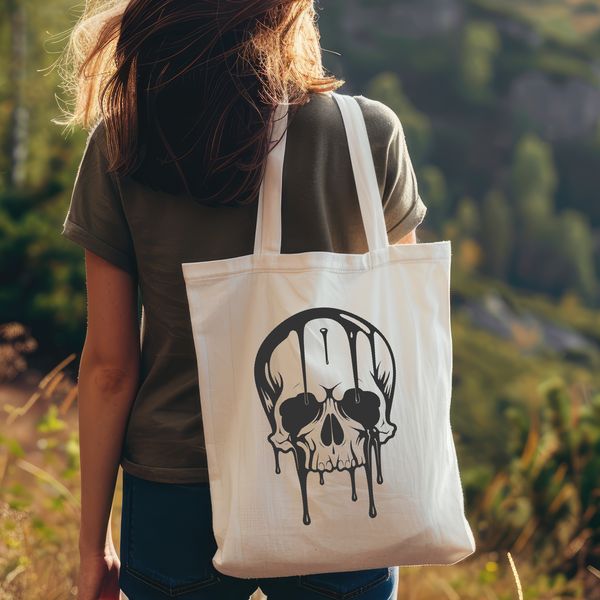 Gothic Skull Design with Dripping Effects A stylized illustration of a skull with dripping effects in a gothic style.