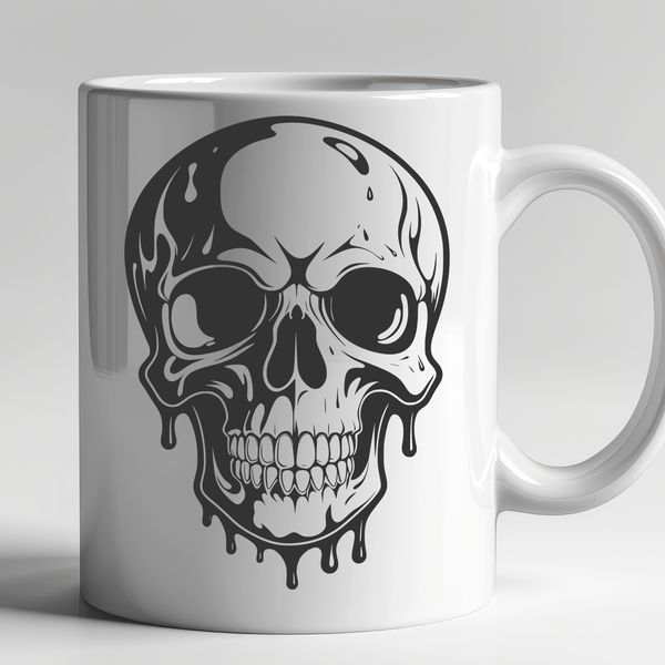 Beautiful Dripping Skull Illustration A gothic-style dripping skull design suitable for Halloween decorations or crafts.