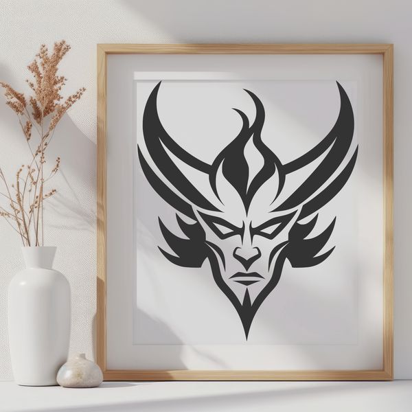 Epic Dark Lord Illustration A dark figure with horns and a pointed tail, depicted in bold lines for illustration purposes.