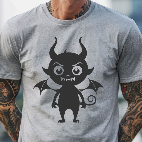 Horned Devil Vector Graphic A digital illustration of a satanic figure with horns and a pitchfork.