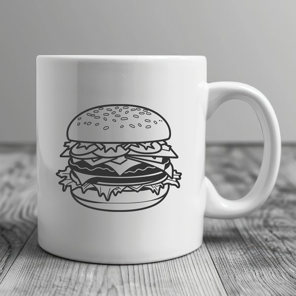 Vector Hamburger Design SVG File A high-quality illustration of a classic cheeseburger, perfect for vector art and commercial or personal use.