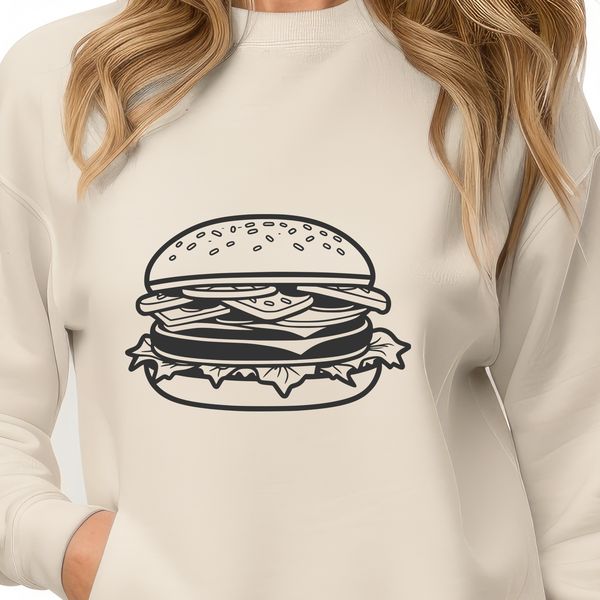 Simple Hamburger Icon Design A minimalist illustration of a classic hamburger with bun and lettuce.