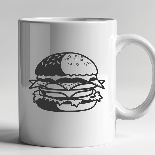 Simplified Hamburger Icon in Vector Format A simplified illustration of a classic hamburger with melted cheese.