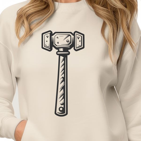 A beautifully designed hammer illustration A detailed digital illustration of a tool used for pounding and shaping materials.