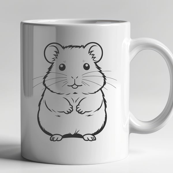 Cute Hamster in Vector Wheel Design A small, furry hamster sits in a wheel, depicted in detailed vector art.