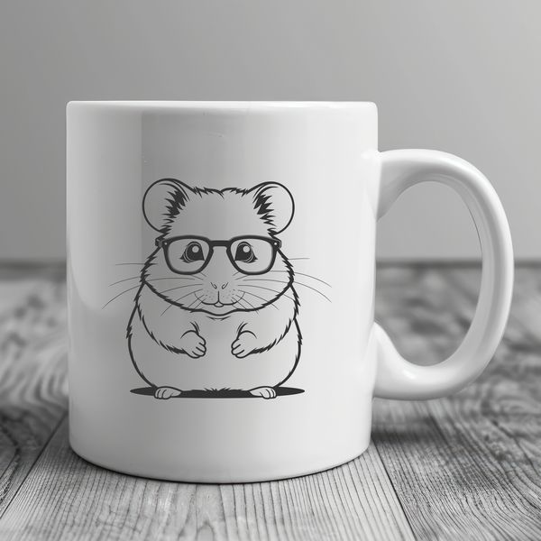 Whimsical Hamster in Specs A cute cartoon hamster wearing glasses for a humorous effect.