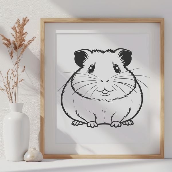 Whimsical Small Animal Artwork A whimsical illustration of a small hamster, suitable for vector graphics or clip art.
