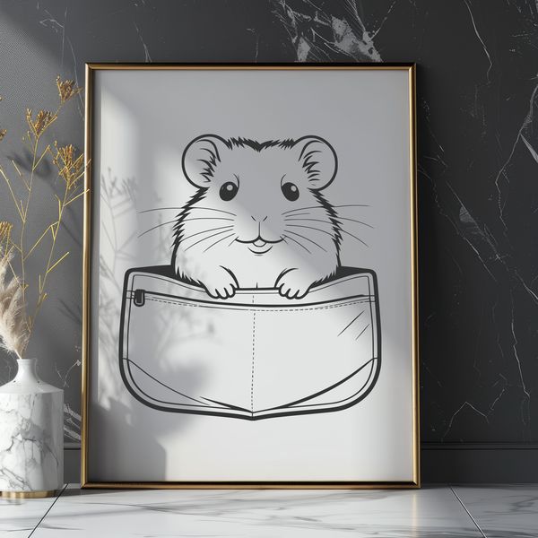 Hamster Illustration for Crafting Projects Detailed SVG graphic of a typical hamster, commonly found in homes and used for crafting and digital design projects.
