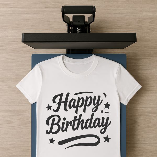 A vector illustration of a happy birthday greeting with colorful graphics and celebratory elements.