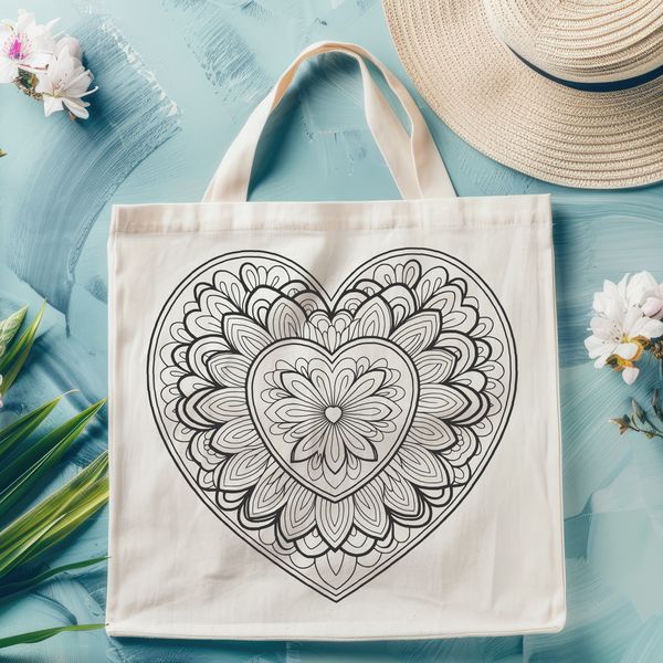 A detailed mandala heart design with intricate patterns and shapes, perfect for crafting or digital projects.