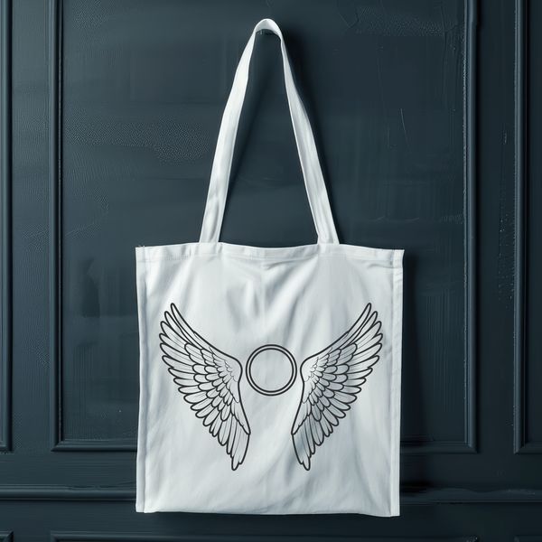 Delicate Angel Wings SVG Design A pair of angel wings with a subtle halo effect, created as a vector graphic for digital use.