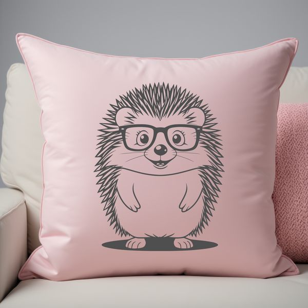 Cute Hedgehog Character SVG Icon A cartoon hedgehog character wearing glasses, designed as vector art for creative projects.