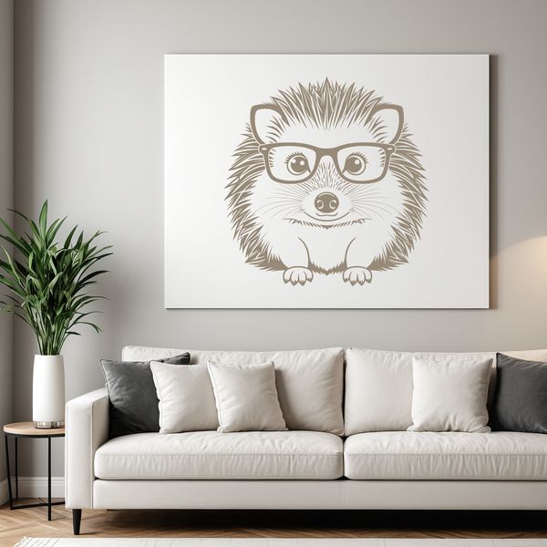 Cute Hedgehog Character Vector A cartoon hedgehog wearing glasses in a simple vector design.