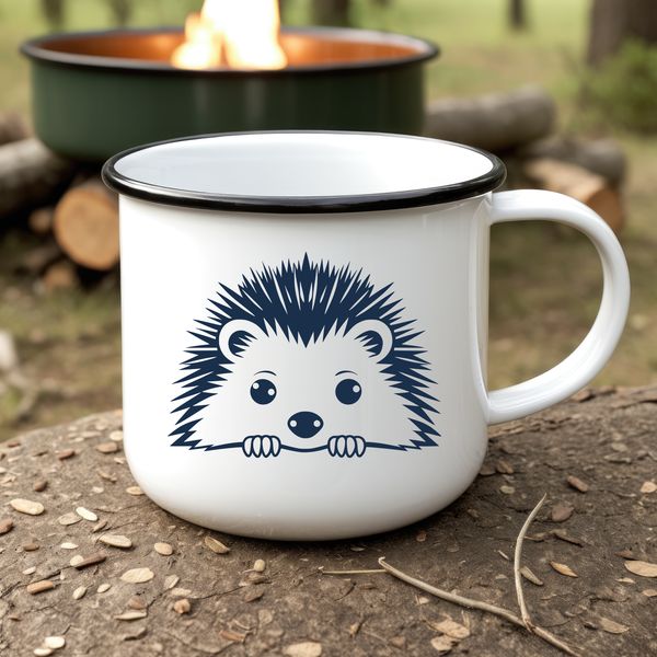 A small mammal peeking out from behind foliage, depicted in bold vector lines.