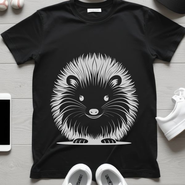 Vector Mammal Design with Quills A small mammal with spines and a cute face, suitable for vector design and cutting machine templates.