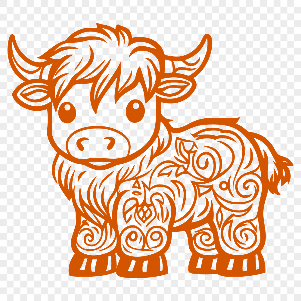 Standing Highland Cow SVG - Design For Commercial Use