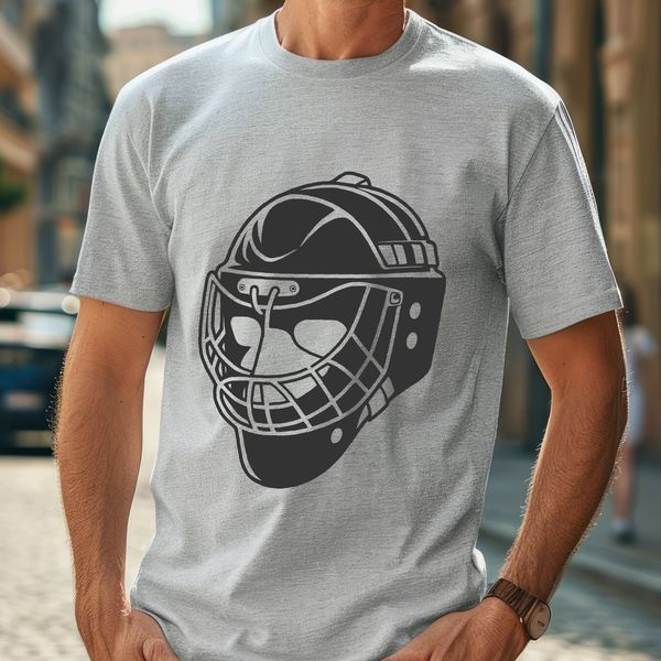 Hockey Equipment SVG Illustration Hockey equipment illustration featuring a mask and stick.