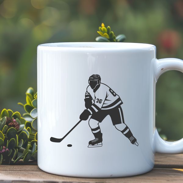A vector illustration of a hockey player in action, ideal for graphic design projects.