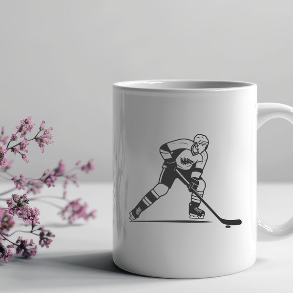 Action Packed Hockey Player Illustration An illustration of a hockey player in action, depicted as a vector graphic.