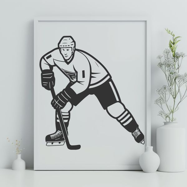 Vector Sports Figure Design Hockey Player Vector Illustration - A detailed SVG design of a sports figure in action.