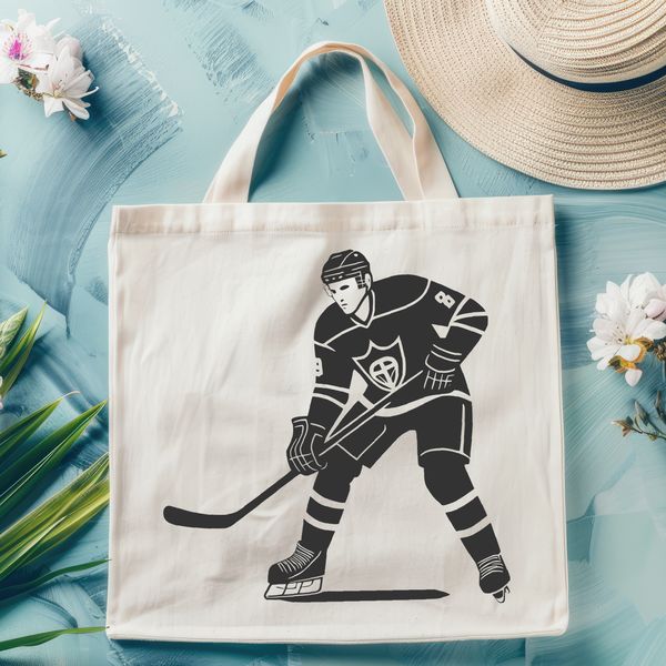 Hockey player in action, ideal for sports-themed designs or clip art.
