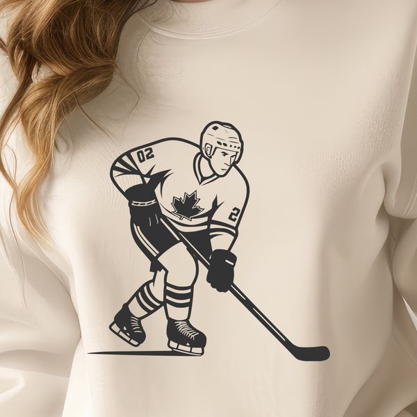 Illustrated hockey player in mid-action, created as a vector graphic.