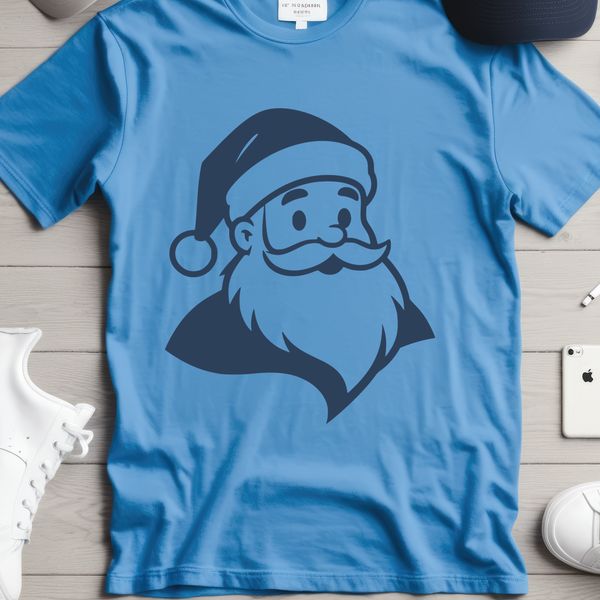 Jolly Father Christmas figure in a red coat with a white beard, suitable for various festive applications.