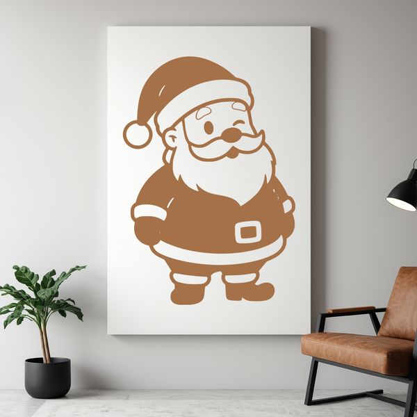 An outline style silhouette of Santa Claus for commercial or personal use projects.