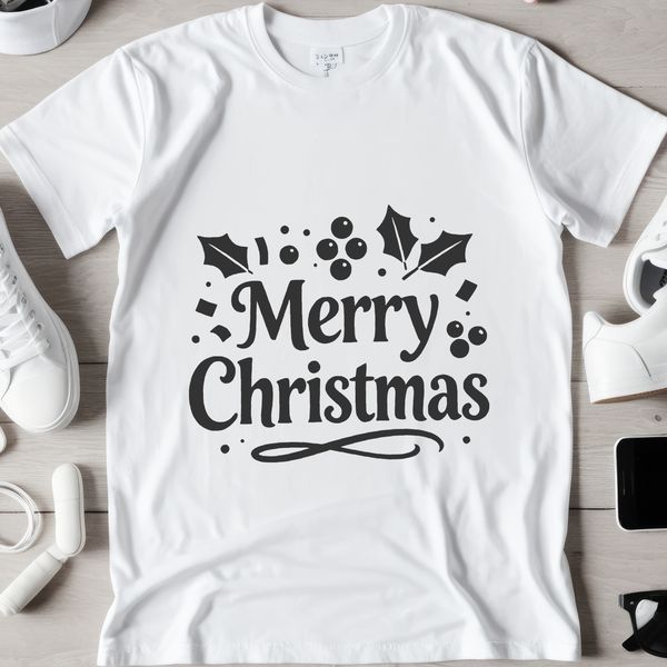 A collection of merry Christmas phrases in bold, modern typography.