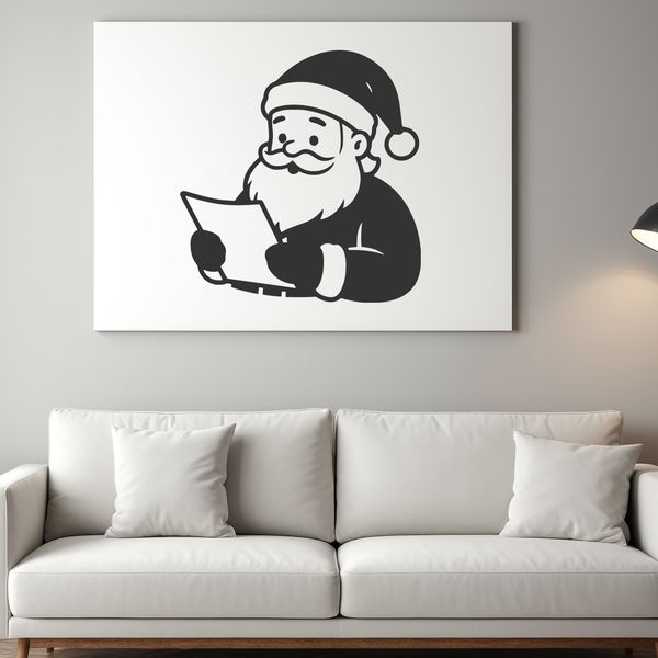 A digital illustration of Father Christmas in a traditional red suit with white trim.