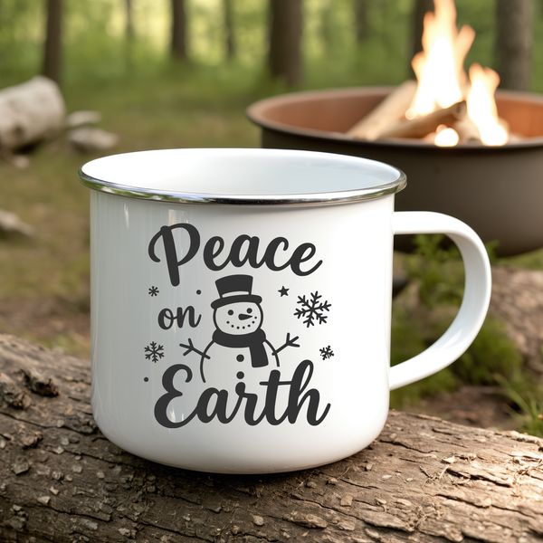 Christmas quote 'Peace on Earth' vector illustration suitable for cutting machines.