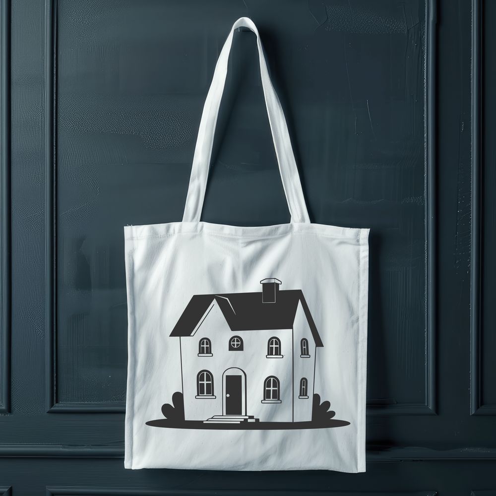 Minimalist Building Vector Art A minimalist illustration of a simple house with basic design elements.