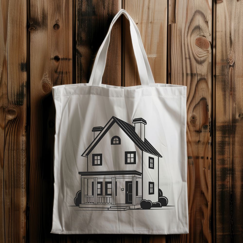 Beautiful Home Vector Design A detailed illustration of a residential building, suitable for vector graphics and cutting machine designs.