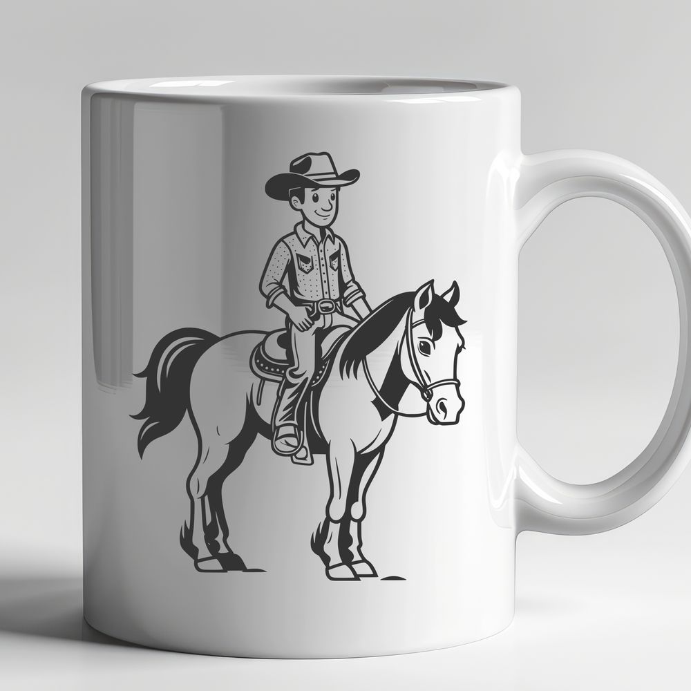 Rugged Outlaw Rider A cowboy riding a horse in the open range.